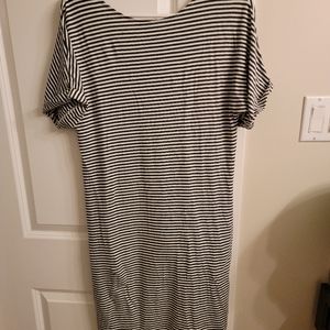 Encircled T-shirt Dress Grey Cream Stripe Size Small